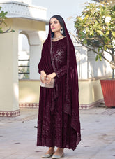 Contemporary Salwar Suit in Wine